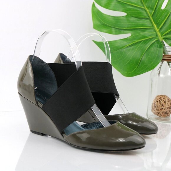 Dani Black Shoes - Dani-Black Womens Dress Mary Jane Pump Size 8.5 Gray Patent Wedge Heel D'Orsay